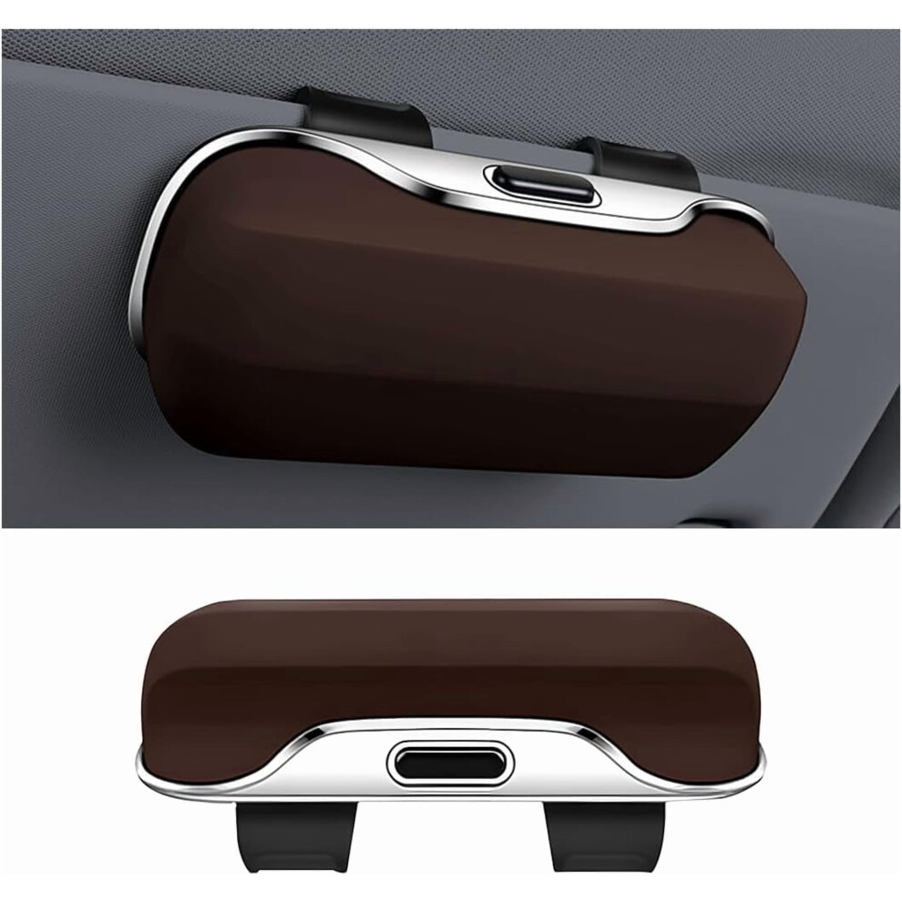 Car Sunglasses Holder For Sun Visor Â Universal Eyeglasses Storage Case Hanger, Soft Interior Organizer Box For Suv, Sedan, Truck (Beige) Beige 9558633934304