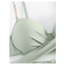 Damen-Bikini-Set mit Blumenmuster, hochgeschnitten, mit Überwurf, 3-teilig