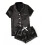 Dame Pyjamassæt Satin Casual Home Button Pyjamassæt Sort BM 1