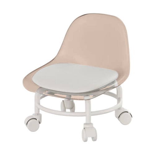 Mobile Step Stool with Back Support - Rolling Plastic Stool for Kitchen, Household, and Library Use