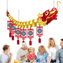 Chinesisches Neujahrsbanner-Set – Hintergrund mit Drachenmotiv zum Mondneujahr und rote Glücksbringer-Ornamente, kompatibel mit Fotografie