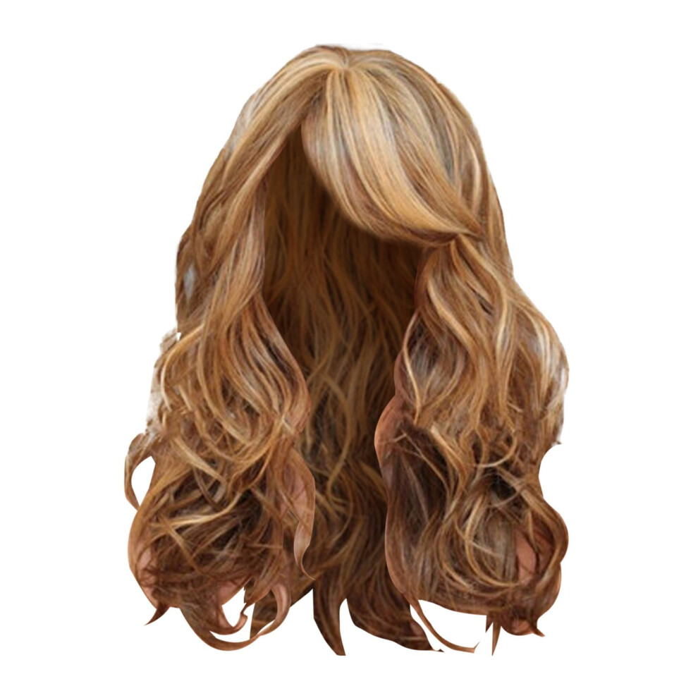 Unisex Blonde Long Curly Human Hair Wig, Heat-Resistant, 21.65", Compatible With Hd Lace Front Wigs