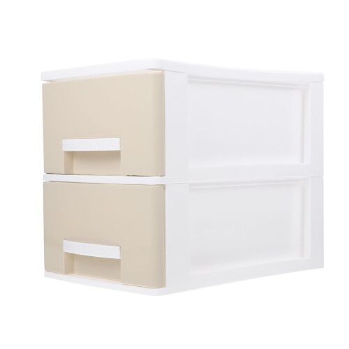 2-Tier Plastic Desktop Storage Box with Drawers