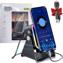 Support d'enceinte à induction sans fil avec lumières RGB 5 en 1