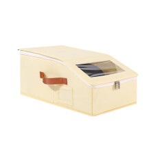 Hold Up to 12 Caps Hat Storage, Stackable Closet Hat Organizer for Baseball Caps, Clear Hat Boxes for Men with Cardboard(Beige)