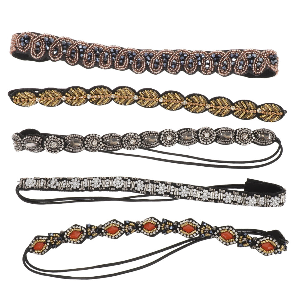 Women's Rhinestone Headbands Elastic Stretch Hairband 5 pcs