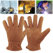 Premium full cowhide heat-resistant welding gloves with cotton lining, compatible with high-temp & cold weather work