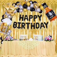 Décoration d'anniversaire sur le thème du whisky et de la bière pour hommes – Ballons, guirlandes, articles de fête – Compatible avec les