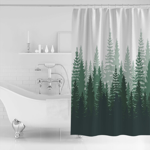 Κουρτίνα ντους Green Forest 60x72 ίντσες αδιάβροχη 1