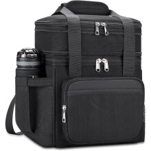 Sac isotherme 22 L pour homme/femme – Double compartiment, étanche et extensible (noir), idéal pour le travail, les pique-niques et les
