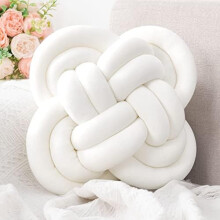 Coussin décoratif à nœuds, coussins en peluche douce pour canapé, coussins noués blancs de 30 cm, coussin boule pour chambre d'étudiant ou