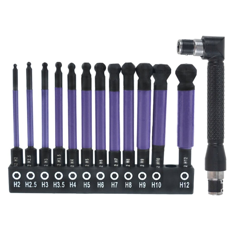 12Pcs Impact Ball Head Allen Wrenches Drill Bit Set Hex Shank Steel Hex Screwdriver Bit For Assembling Accessories 9558633936049
