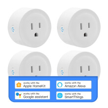 Smart kontakt kompatibel med Apple HomeKit, Alexa och Google Assistant – timer, gruppstyrning, ingen hubb behövs (4-pack)