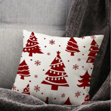 Housse de coussin de Noël motif cerf et flocons de neige, en coton et lin, 45 x 45 cm