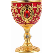 European Style Red Goblet Cup, 30ml Vintage Metal Liquor Chalice for Whiskey, Cocktails, Home Use, Retro Drinkware with Luxurious Red Design