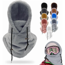 Mască de schi Sherpa Hood pentru femei și Wen, mască de față rezistentă la vânt de iarnă, peste cască, husă din fleece, pălărie, șapcă,