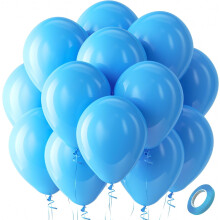 Ballons bleus en latex pour fête - Lot de 100 ballons ronds de 30 cm (12 pouces) bleu clair gonflés à l'hélium, parfaits pour une fête