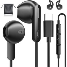 USB-C Headphones Compatible with iPhone 15/15 Pro/16 Pro Max, Galaxy S24 Ultra, S22/S23 Ultra – Wired Earbuds with Mic, Noise Isolation & Stereo
