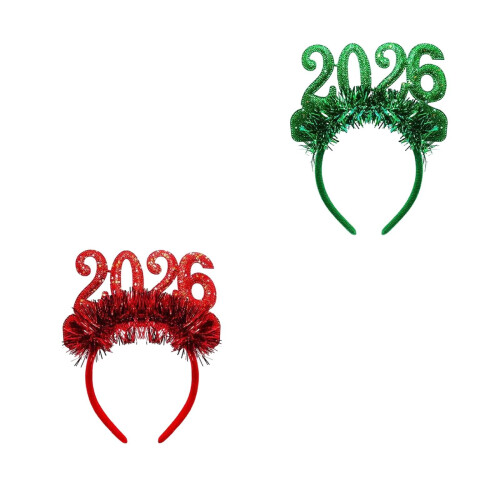 Tiara de Natal 2026, vermelha, com glitter, para mulheres e meninas.