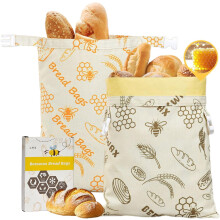 Bolsas reutilizables para pan de masa madre – Paquete de 2, bolsas de cera de abeja de 30 x 43 cm para almacenar pan casero fresco
