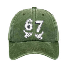 Casual Breathable Cotton Baseball Cap 67 Print Unisex-Green