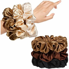 Elastice de păr din satin de mătase pentru femei, set de 6 bucăți