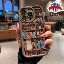 Cartoon Boekenplank TPU Telefoonhoesje voor iPhone 16 tot 11 –