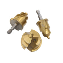 3Pcs High Speed Steel Helical Bits Hex Handle Water Pipe-Gold