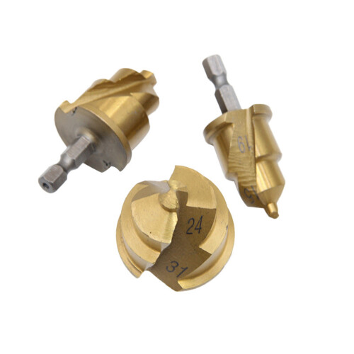3Pcs High Speed Steel Helical Bits Hex Handle Water Pipe-Gold
