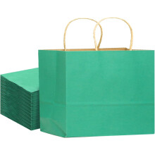 Grand sac cadeau 13" x 4,5" x 10" avec poignées, lot de 32 sacs en papier vert menthe, usages multiples (larges et larges)