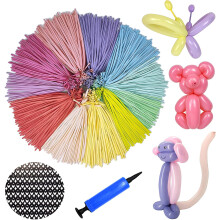 Lot de 100 ballons 260, ballons longs en latex de qualité supérieure à tordre, pour anniversaires, mariages, festivals et fêtes, couleurs pastel.