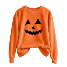 Pull d'Halloween pour femme, couleur unie, col rond, manches longues