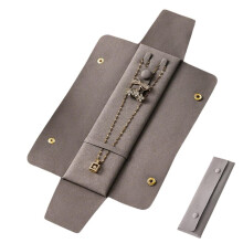 Estuche organizador de joyas de viaje plegable, pequeño estuche enrollable para joyas, bolsitas de terciopelo para anillos, collares, pendientes y