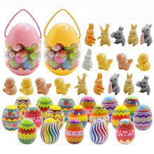 Œufs de Pâques pré-remplis avec lapins en peluche – Œufs en plastique à monter soi-même pour la chasse aux œufs de Pâques, le garnissage de