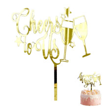 Nieuwjaarstaarttopper: Acryl beker met glitter (1 stuk)