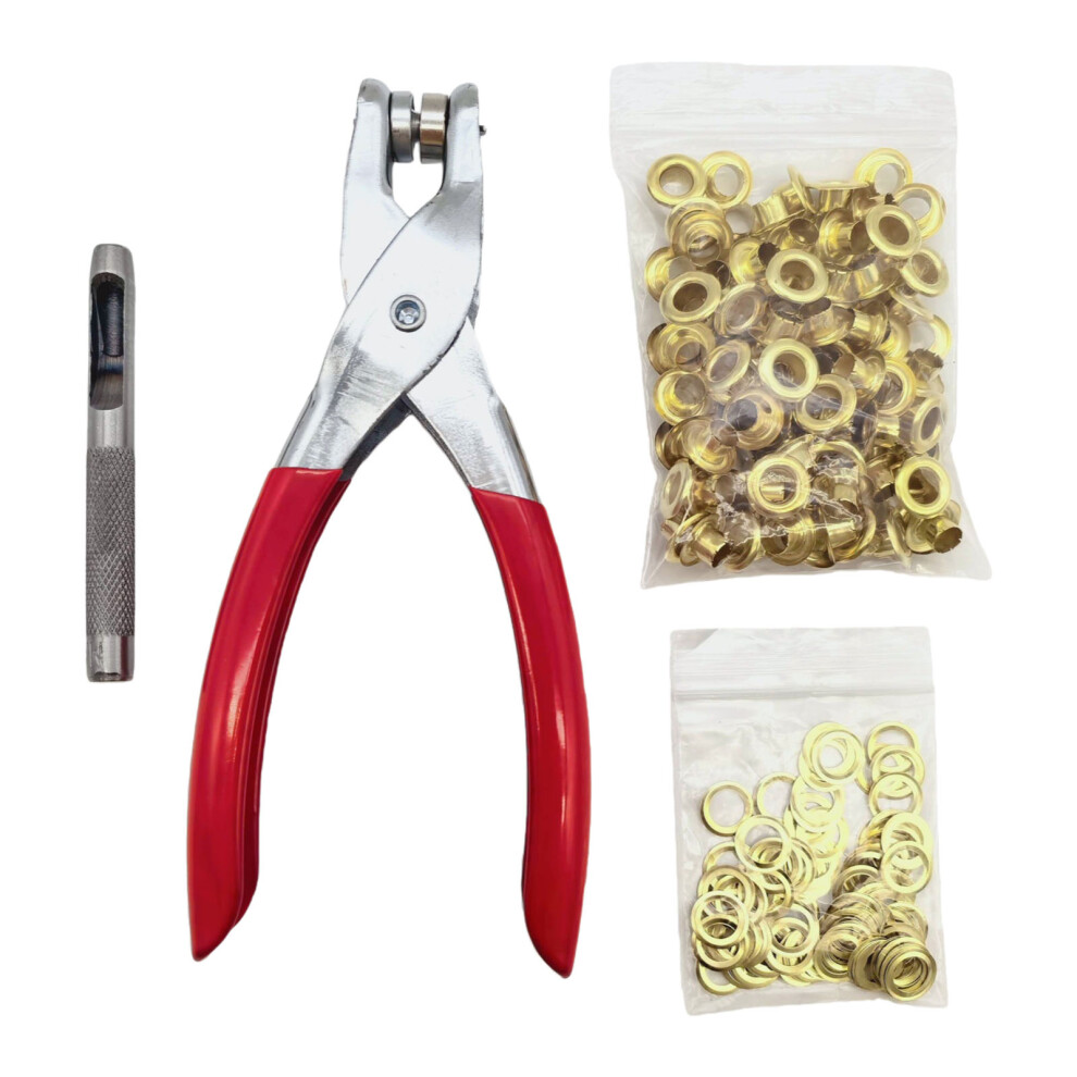 Gold 100Pcs 6Mm Metal Eyelets Grommets Includes Hole Punching Tool