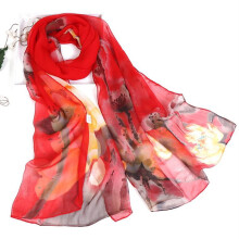 Lenço leve de chiffon para mulheres, estampa floral, elegante, longo e macio, estilo boho, acessório de moda.