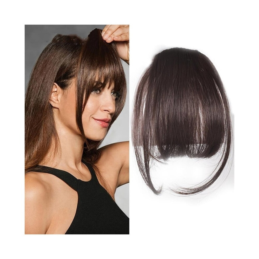 Unisex Brown Straight Blunt Bangs Clip-In Â High-Temp Fibre, 6"