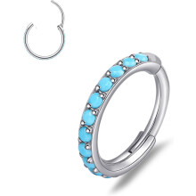 20G Titanium Turquoise Nose Hoop Ring for Women & Men – Hinged Segment, Compatible with Septum, Lip, Cartilage, Helix, Tragus, Daith Piercings