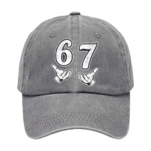 Traditional Baseball Cap With 67 Print Cotton Sun Hat For-Gray