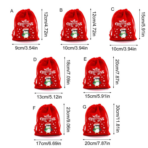 12 Sacolas de Presente de Natal de Pelúcia com Cordão 2