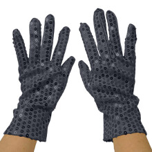 Glitter Elbow Length Gloves for Men & Women, Shiny Disco Party Accessory, Perfect for Rave, Festival, or Drag Show. Black