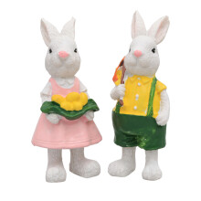 1Pair Resin Hare Sculpture Easter Decoration for Garden Yard