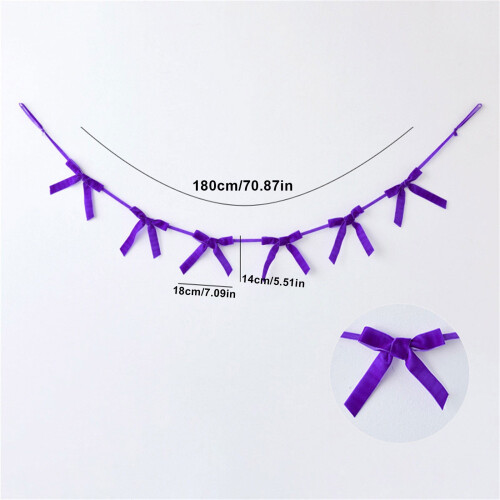Velvet Bow Garland 70.9in Multi-Colour Polyester 1 Pack