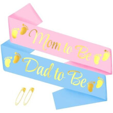Lot de 2 écharpes « Futur papa » pour révélation du sexe – Décoration rose/bleue pour baby shower, compatible avec les événements de baby