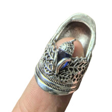 Flexibler, oben offener Fingerhut aus Legierung-Blauer Fingerhut