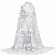 2,2 yards broderad 3D-blommig organza-spets, 137-162 cm bred, för gör-det-själv-kläder, festklänningar och heminredning – vit