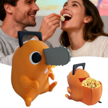 Seau à popcorn Chainsaw Man, seau à popcorn anniversaire de 15 cm, silicone alimentaire sans BPA, idéal pour les soirées cinéma et les fêtes