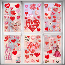 Autocollants pour fenêtres en forme de cœurs pour la Saint-Valentin, 7 feuilles/127 pièces, compatibles avec les vitres.