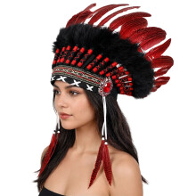 Creative Cultural Feather Headpiece Hairband For Festival-Red